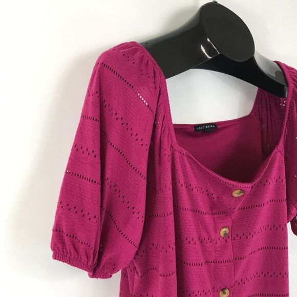 Lane Bryant Square Neck Button Front Top Womens Plus Size 18/20 Festival Fuchsia - Picture 4 of 12